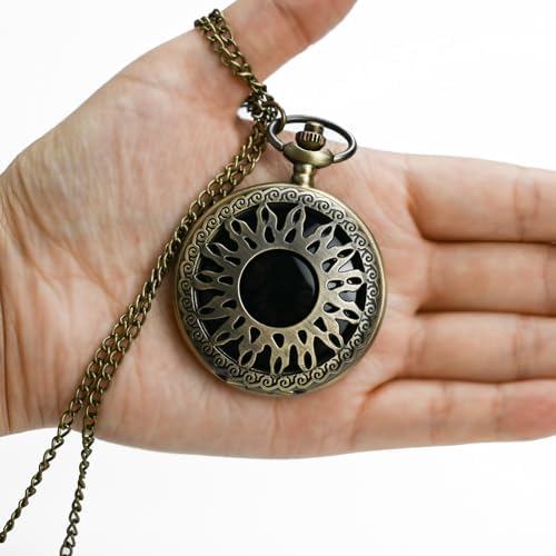 Black Obsidian Scrying Mirror, Obsidian Feng Shui Mirror, Witches Mirror Presents, Witchcraft kit Divination Tools (Pocket Watch-8)