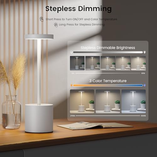 Cordless Table Lamp Rechargeable,Battery Powered LED Outdoor Table Light