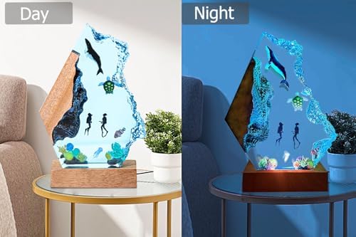 Handmade Shark Resin Lamp, Scuba Diving Resin Ocean Lamp