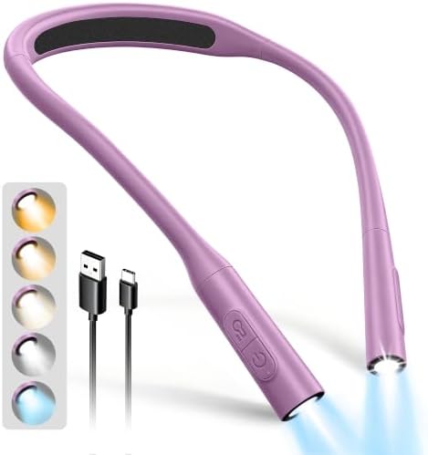 Glocusent Neck Book Light, Rechargeable Neck Lights for Crafts Reading