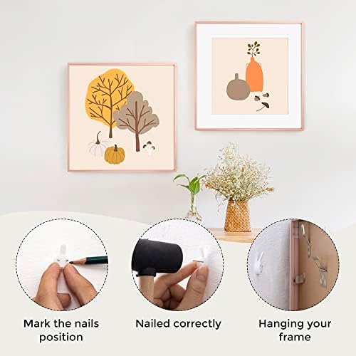 16x16 Metal Picture Frame with 12x12 Mat, Brushed Aluminum Finish, Tempered Glass Front, and Attached Hanging Hardware - Wall Display Frames for Vertical or Horizontal Orientation - Rose Gold