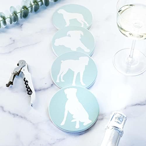 Greenline Goods Boxer Lovers Ceramic Drink Coasters - Set of 4 Dog Coasters with Protective Cork Bottom and Metal Stand - Boxer Decor for Boxer Moms & Dads