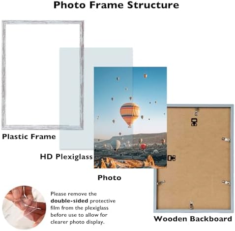 JCJMY 10x14 Picture Frame Set of 6 for 30 x 40cm Diamond Art Painting, Wall Mounting Horizontally or Vertically, 10 x 14 Wall Poster Photo Frame with Shatter Resistant Plexiglass,6 Pack, Rustic White