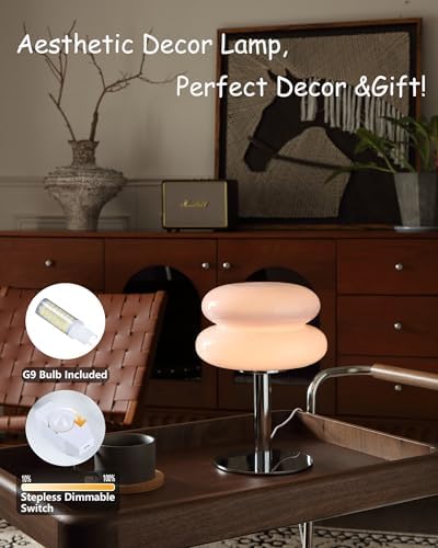 Glivpny Mushroom Lamp Table Lamp, Mid Century Modern Table Lamps (Pink)