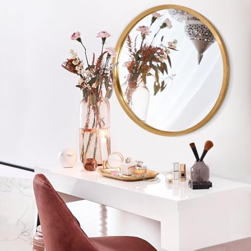 AOAOPQ Large Matte Frame Circle Mirrors Round Wall Mirror for Bathroom, Entryway, Living Room Hallway Bedroom Entryway Vanity 24 inch Gold