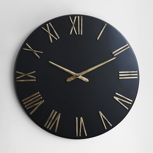 Oversized Modern Wall Clock, 30 inch, Matte Black, Quartz Movement