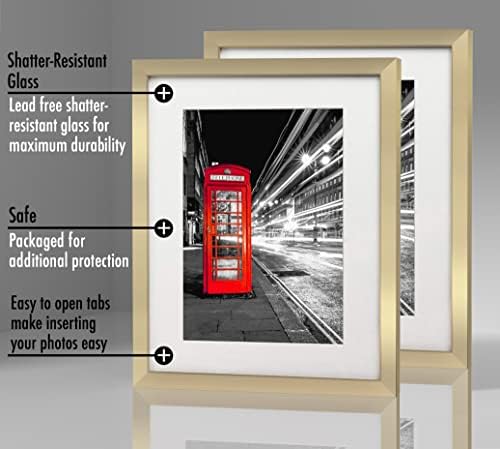 Americanflat 11x14 Picture Frame 2-Pack - Matted to 8x10 - Gold