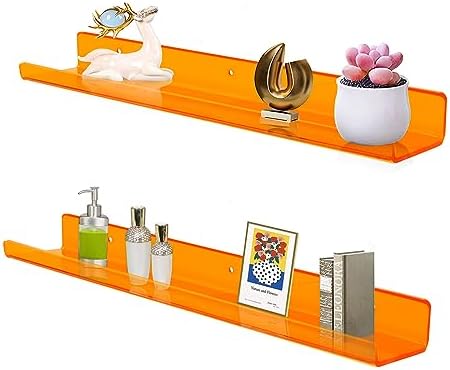 ROYALITA 2-Pack Acrylic Shelves Wall Mounted, 24 Inch Floating Shelves