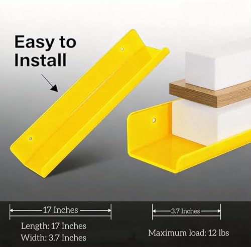 ROYALITA 2-Pack Acrylic Shelves Wall Mounted, 17 Inch Display Shelves