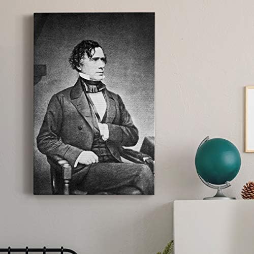 Renditions Gallery Franklin Pierce Presidental Portrait Wall Art, Premium Gallery Wrapped Canvas Decor, Ready to Hang, 12 in H x 8 in W, Made in America Print