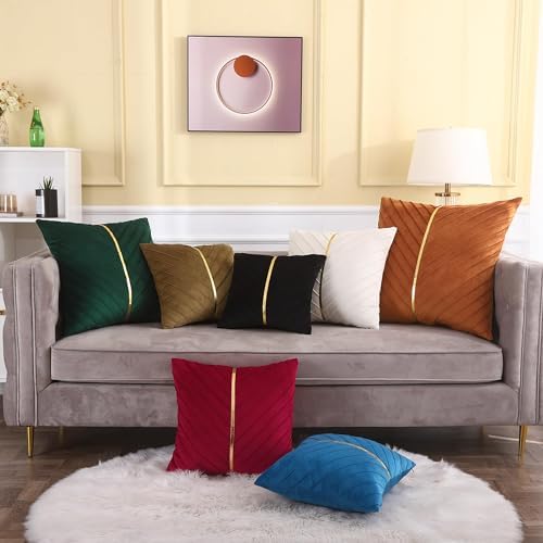 Velvet Throw Pillow Covers 20x20 Pack of 2 Gold Decor Blush Pink