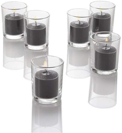 Set of 144 Richland Votive Candles Black Unscented and 144 Clear Glass Eastland Votive Holders