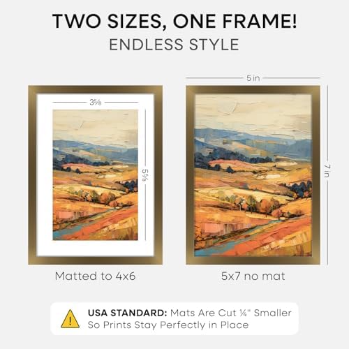 Homeforia 5x7 Bronze Picture Frame, High-End Metal, 4x6 Mat, Glass