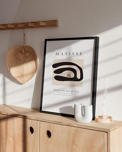 HAUS AND HUES Matisse Poster Prints, 16x20 Black Framed, Abstract Art Prints - Wavy Leaves, Minimalist Wall Art for Living Room Decor, Home Decor, Gallery Wall