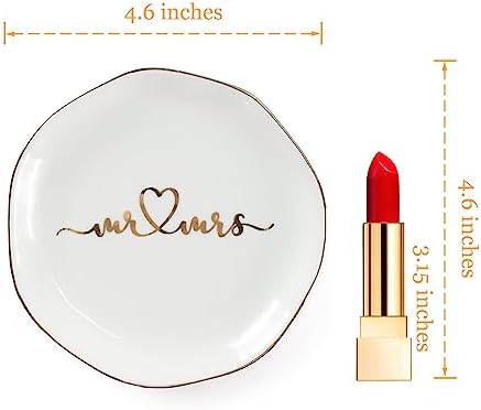 Mr.& Mrs Wedding Ring Dish-Jewelry Dish Tray-Ceramic White