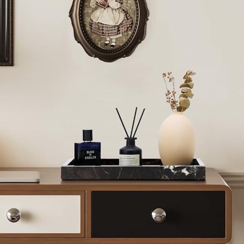 Real Natural Marble Tray for Bathroom, Vanity, Kitchen Counter & Desktop