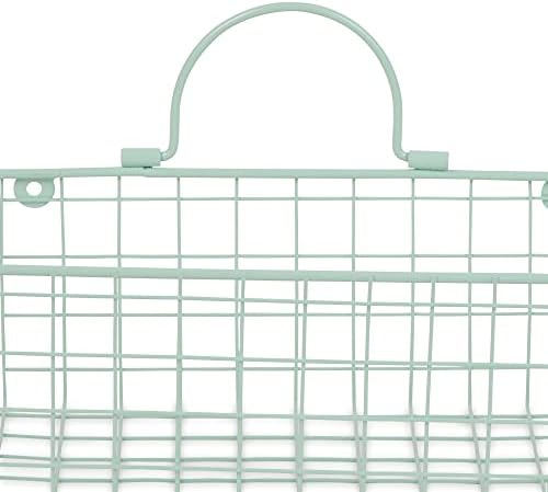 DII Farmhouse Vintage Decor, Wire Wall Basket, Small, Aqua, 2 Piece