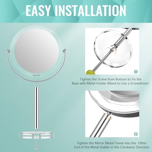 Auxmir 1X/30X Double-Sided Makeup Mirror, 6.7" Magnifying Mirror