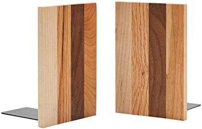 Pandapark Wood Decorative Bookends,Non-Skid Bookend for Shelves,Heavy Duty Bookends,Book Stand for Books/CDs,1 Pair