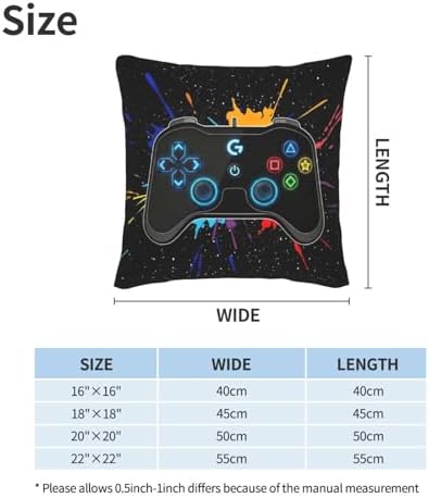 Perinsto Game Joystick Throw Pillow Covers Set of 2 Gamer Gifts Decorative Pillowcases Soft Cushion Covers for Sofa Couch Bed Home Decor, 16"X16"