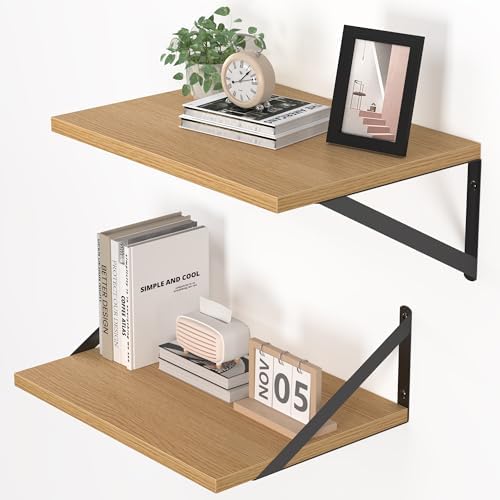 Heimlove 16W x 12D Deep Floating Shelves Set of 2 Oak