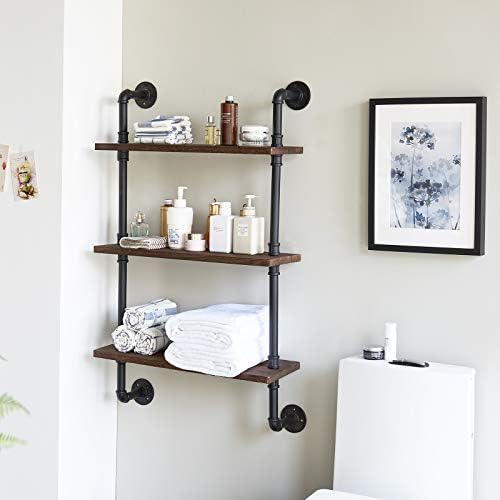 IBUYKE 3-Tiers Industrial Pipe Shelves, Pipe Floating Shelves RF-TM003