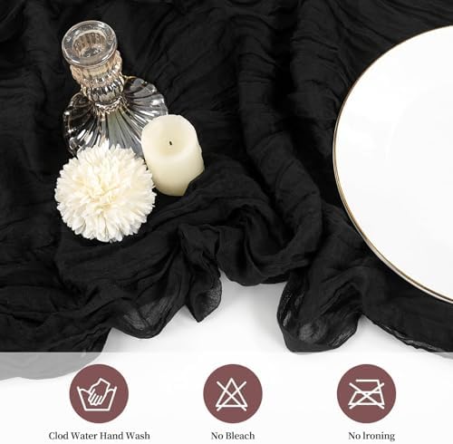 10 Pack Cheesecloth Table Runner 17 x 108 Inch, Black