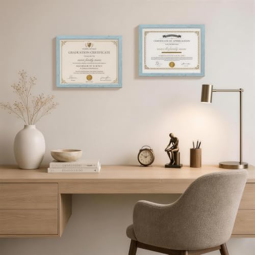 Vittanly 8.5x11 Picture Frames Set of 5, Certificate Frame, Rustic Blue