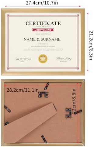 Giftgarden 8.5x11 Picture Frame Gold Set of 7, Multi Golden 8.5 x 11 Frames for Award Certificate Document Diploma, Wall or Tabletop Display