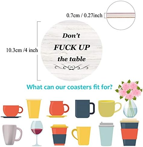 Coasters for Drinks, Funny Drink Coasters Absorbent with Holder 6 Pcs Absorbing Stone Funny Coaster Gift Set Housewarming Gift New Home Apartment Kitchen House Decor Gift for Women Men
