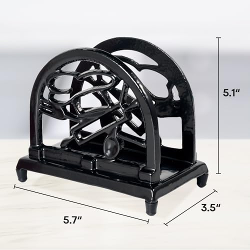JOGREFUL Cast Iron Napkin Holder, Kitchen Organizer Chef Tool Pattern Black