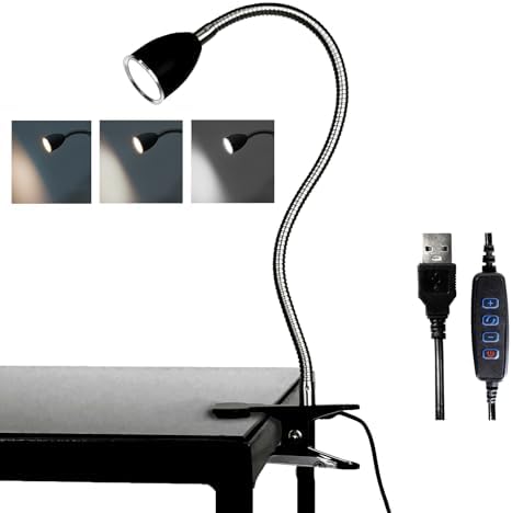LALISU Desk lamp Eye-Caring Table Lamps, 360°Rotation LED Desk Clip Lamp