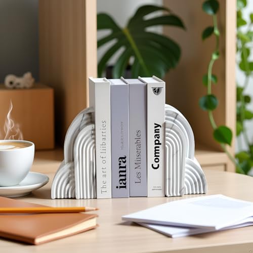 LIFFY Cloud Book Ends Decorative,7 Inch Resin Non-Skid Decorative Bookends for Shelves, Book Ends for Heavy Books,Indoor Morden Book Holder for Home Ornaments