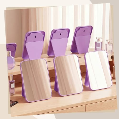 12 Pack 8x5 In Desk Makeup Mirror with Stand and Hanging Hole,Purple