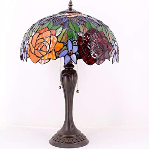 WERFACTORY Tiffany Table Lamp Stained Glass Bedside Lamp 16X16X24 Inches