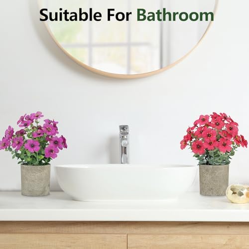 2 Pack Small Fake Plants Potted Artificial Plants Artificial Flowers Potted