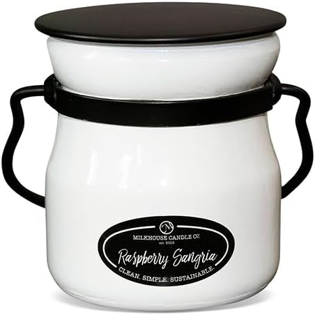 Milkhouse Raspberry Sangria Soy Candle, 5 oz Cream Jar, 35+ Hr Burn