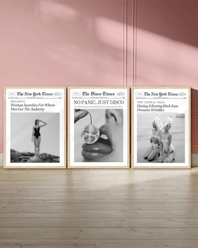 iHery 12x16in Every Hour Is Happy Hour Unframed Newspaper Wall Art | Unframed Canvas Print, Retro Editorial Decor for Bedroom 1Pack