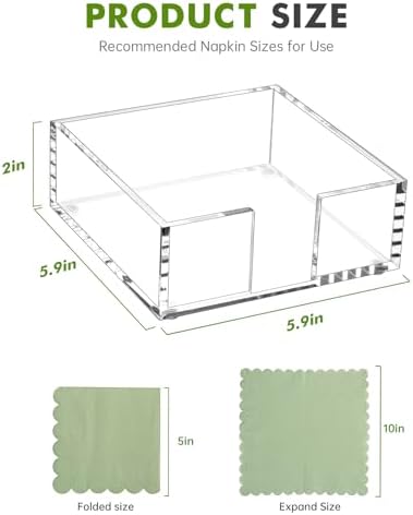 Kordory Acrylic Counter Cocktail Napkin Holder for Table, Dinner, Bar