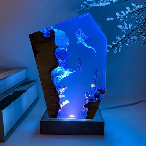Handmade Whale Shark Resin Ocean Lamp (S,6"x4")