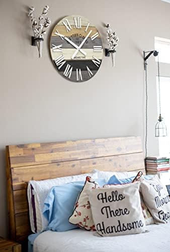 30" Wooden Multi-Color Maritime Coastal Beach Large Roman Wall Clock (Grey, 30 inch)