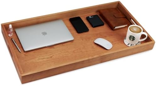 32"x 18" Large Cherry Wood Rectangle Ottoman Serving Tray
