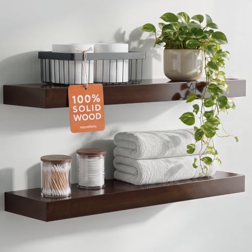 Homeforia 24 Inch Floating Shelves, High-End Solid Pine Wood, Set of 3