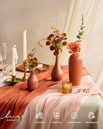 Ling's Moment 10Ft Burnt Orange Sheer Chiffon Table Runner