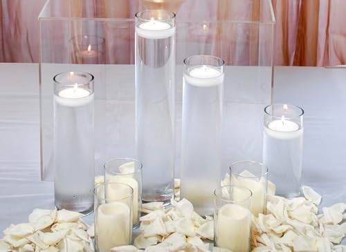 WGVI Quality Thick Weighted Clear Cylinder Glass Vases, 3" W x 16" H, Skinny Bud Tall Vase Floral Bouquet Flower Arrangements Wedding Centerpieces Container Candle Holders Home Decor, 1 Piece