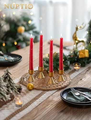 NUPTIO Brass Candlestick Holders Bulk: Solid Aluminum Taper Candleholders