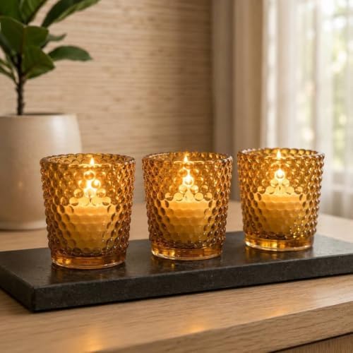 Richland Votive Candle Holders Hobnail Amber Set of 72