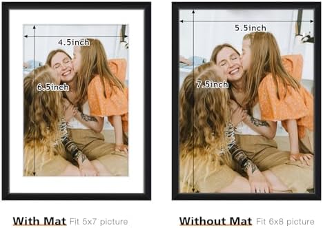 Frametory 2 Pack 6x8 Aluminum Frame with Mat for 5x7 Photo, Black