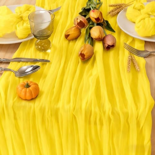 3 Pack Yellow Cheesecloth Table Runner 10ft Rustic Gauze Centerpiece