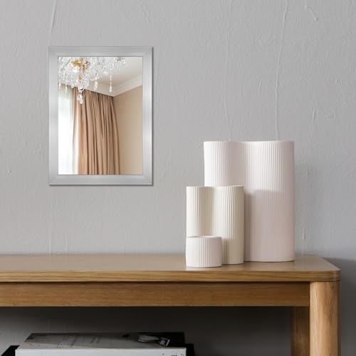 Ruomeng Wall Mirror Rectangle Decorative Mirror 12x16 Inch, Nickel | Decorative Wall Mirror for Bedroom Bathroom Living Room Dressing Room Entryway Small